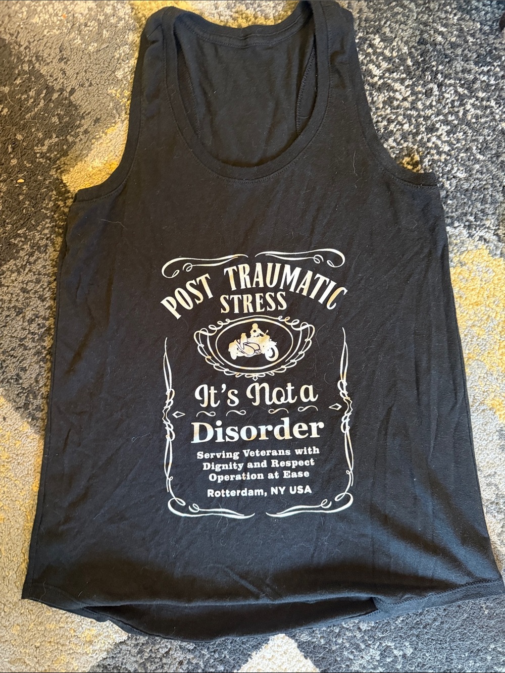 Black Graphic Tank Top "Post Traumatic Stress"
